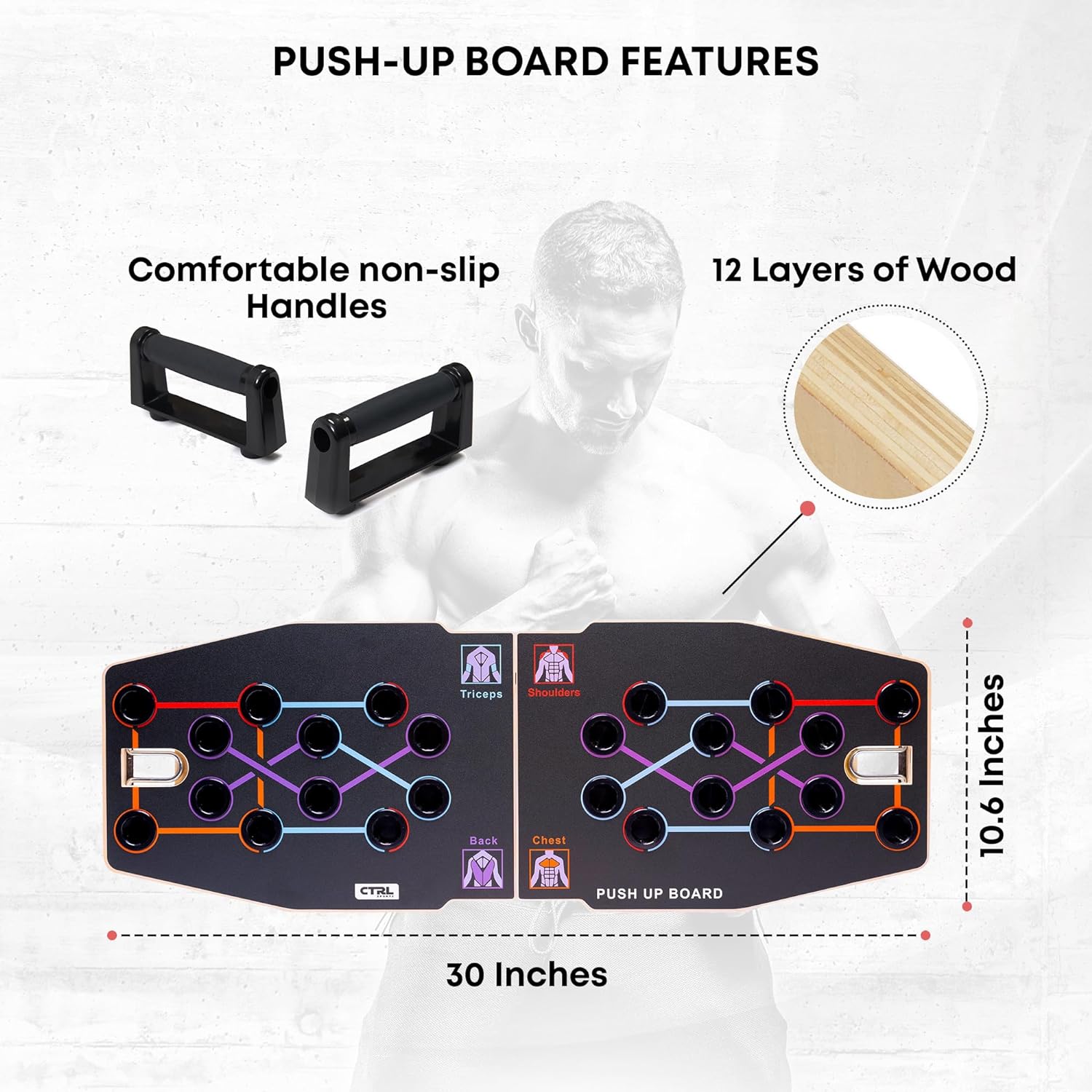 Push Up Board Foldable Multi Function - 다기능 접이식 원목 푸쉬업 보드 원목