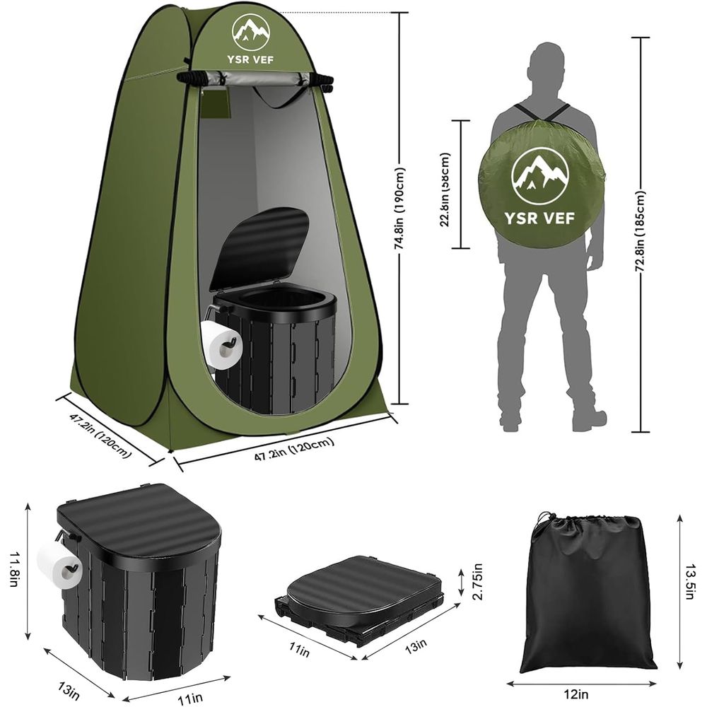 휴대용 화장실 키트, 팝업식 개인 텐트와 똥 젤 화장실 - Camping 리뷰 및 가격