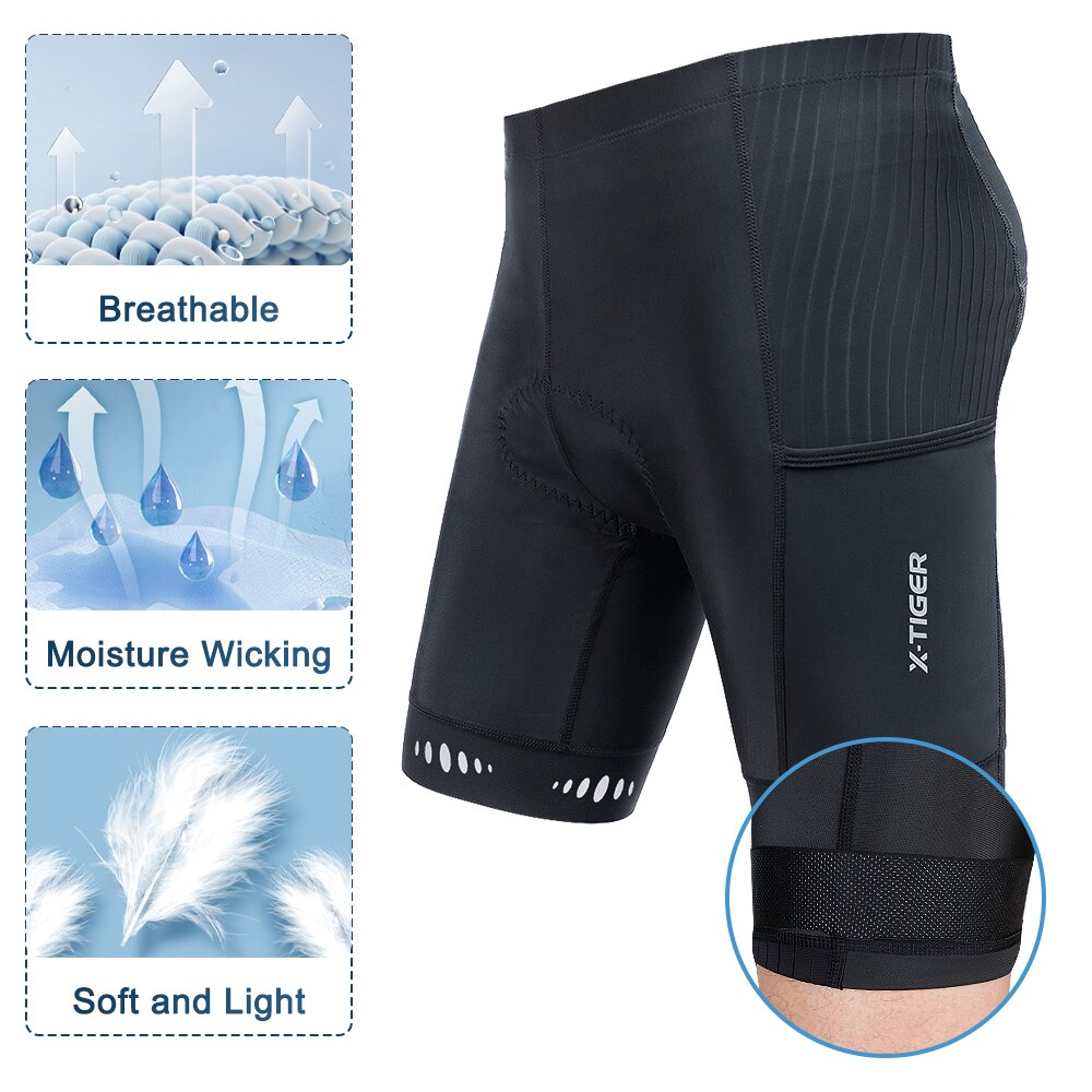 X-TIGER 남성용 사이클링 반바지, 등 포켓 5D  - Padded Cycling Shorts 5D Gel 리뷰 및 가격