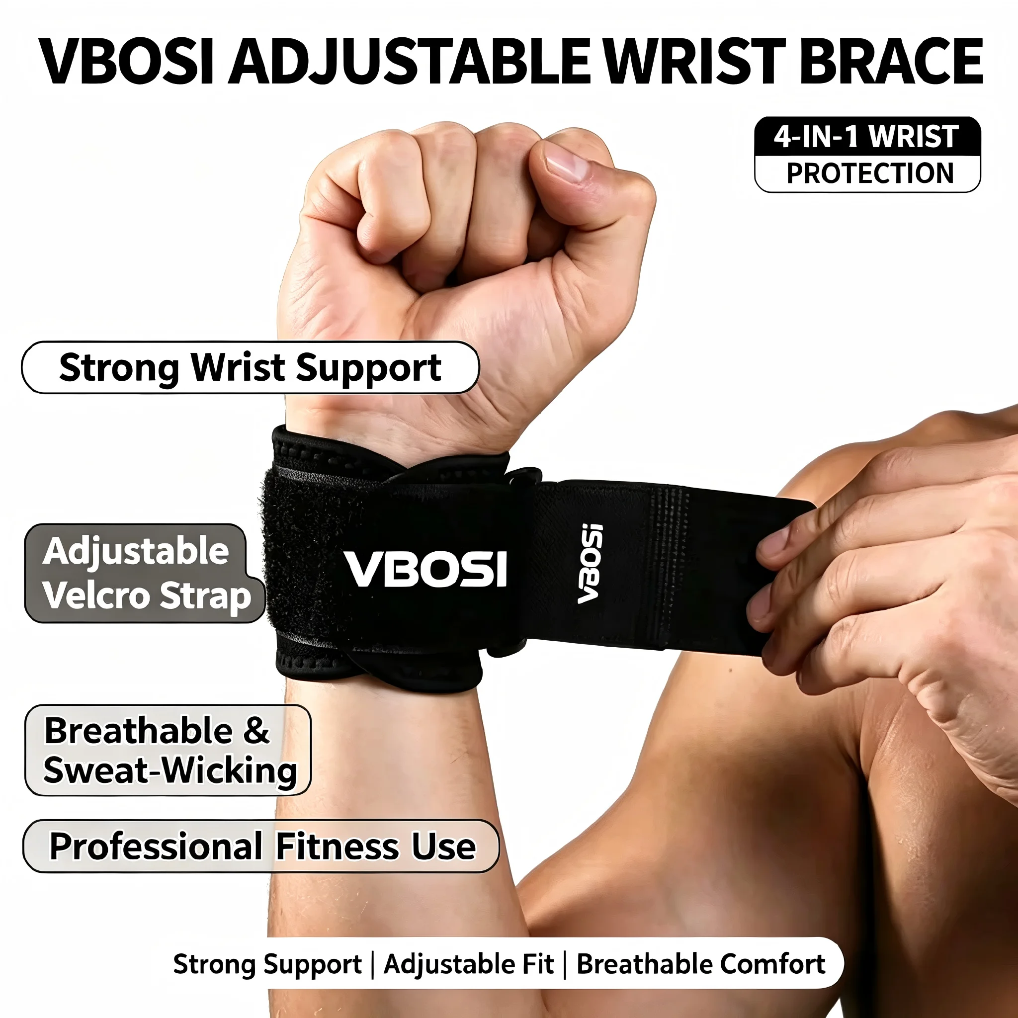 전문가용 통기성 손목 보호대(리프팅용), 조절 가능한  - Wrist Wraps Weightlifting Support 리뷰 및 가격