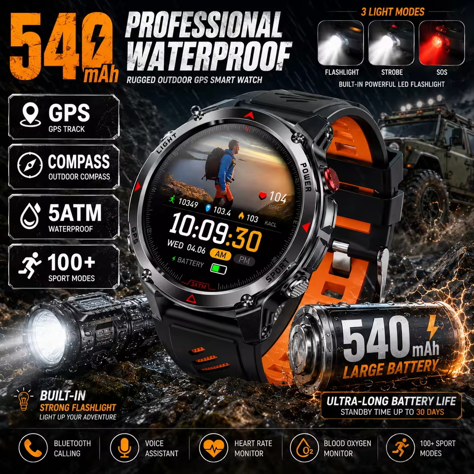 군용 540mAh GPS 스마트 시계 3ATM 방수 A - Resistance Bands Set With Handles 리뷰 및 가격