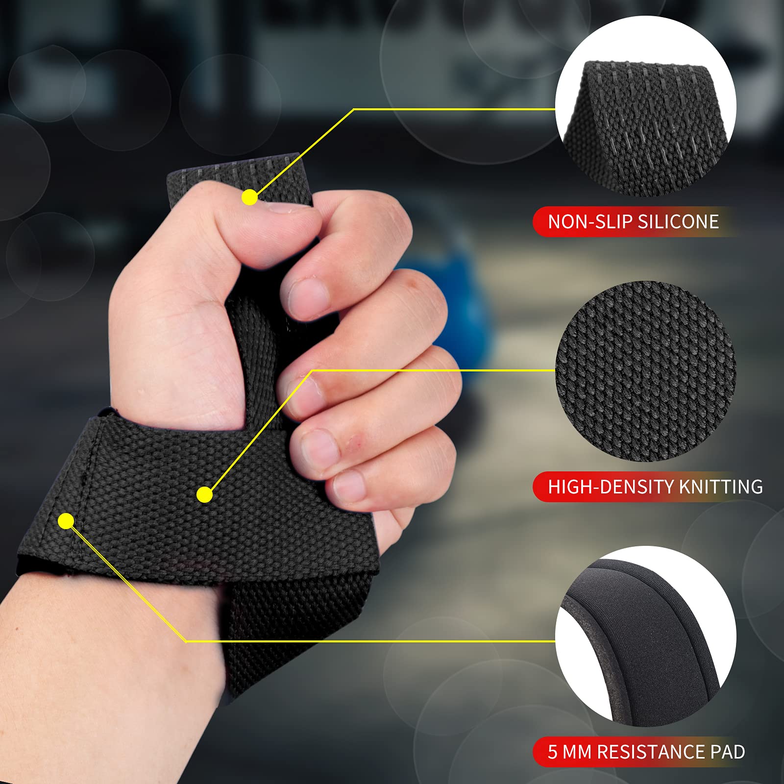 2개입 헬스 리프팅 스트랩 피트니스 장갑 미끄럼 방지  - Wrist Wraps Weightlifting Support 리뷰 및 가격